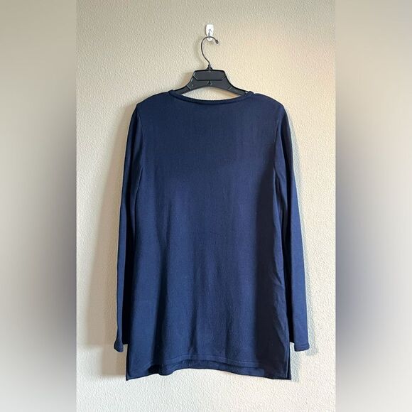 St. John Collection Navy V Neck Knit Sweater - Picture 6 of 6